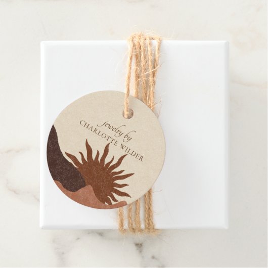 Boho Terracotta Sand Abstracte productprijs Bedankjes Labels (In situ)