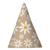 Boho Terracotta Sand Retro Daisies Birthday Party Feesthoedjes (Rechts)