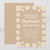 Boho Terracotta Sand Retro Daisies Birthday Party Kaart (Voorkant / Achterkant)