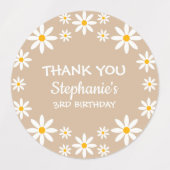 Boho Terracotta Sand Retro Daisies Birthday Party Labels (Design 1)