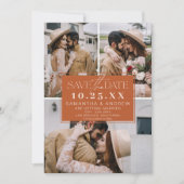 Boho terracotta save the date 3 foto grid collage (Voorkant)