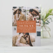 Boho terracotta save the date 3 foto grid collage (Staand voorkant)
