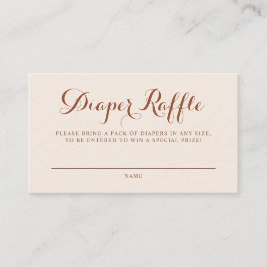 Boho Terracotta Script Baby shower Diaper Raffle Informatiekaartje (Voorkant)
