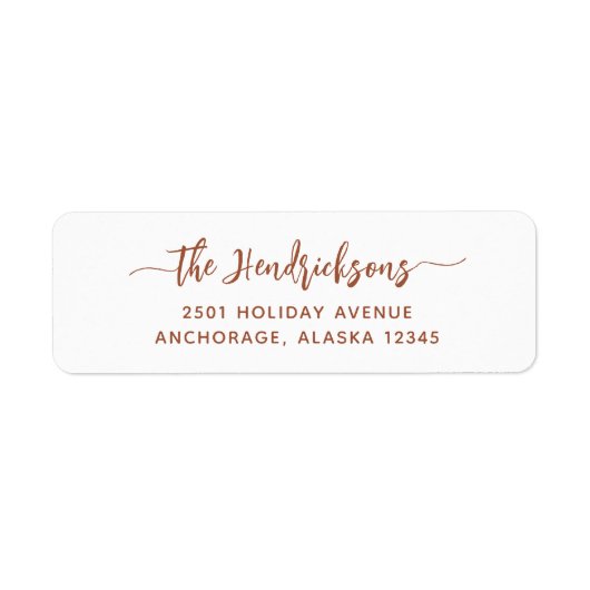 Boho Terracotta Script | Familie Kerstmis Etiket (Voorkant)