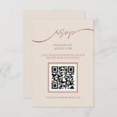 Boho Terracotta Script QR Code Bruiloft RSVP Kaart (Voorkant / Achterkant)