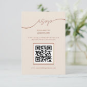 Boho Terracotta Script QR Code Bruiloft RSVP Kaart (Staand voorkant)