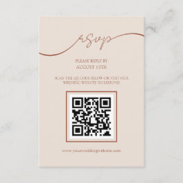 Boho Terracotta Script QR Code Bruiloft RSVP Kaart