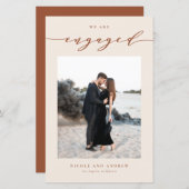 Boho Terracotta Script Verloving aankondiging (Voorkant / Achterkant)