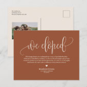 Boho Terracotta Script Wedding Elopement Aankondigingskaart (Voorkant / Achterkant)