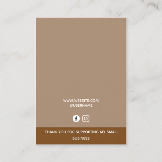 Boho Terracotta Sieraden Oorbellen Display Kaart Contactkaartje (Achterkant)