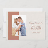 Boho Terracotta Simple Photo Wedding Save The Date (Voorkant)