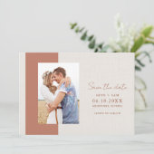 Boho Terracotta Simple Photo Wedding Save The Date (Staand voorkant)