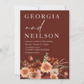 Boho Terracotta Sinaasappel & Bruin Herfst Bruilof Kaart (Voorkant)