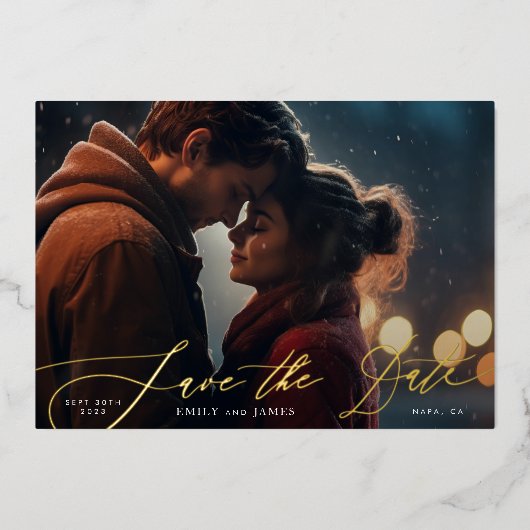 Boho Terracotta Sinaasappel Elegant Goud Bruiloft  Folie Uitnodiging (Voorkant)