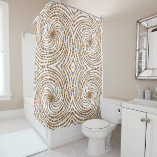 Boho Terracotta Spiral Pattern Douchegordijn