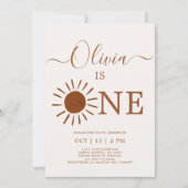 Boho Terracotta Sun 1st Birthday Invitation Kaart (Voorkant)
