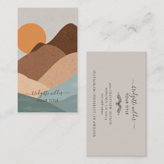 Boho Terracotta Sun Mountains Visitekaartje (Voorkant / Achterkant)