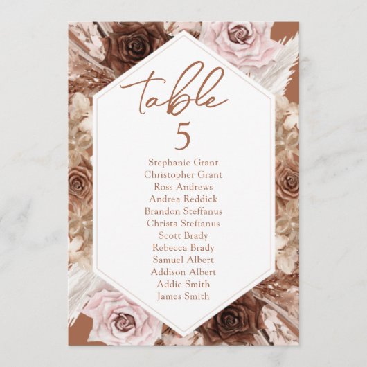 Boho Terracotta Tafel Zittafel Kaarten (Voorkant)