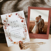 Boho Terracotta Taupe Wildflower Elegante bruiloft Save The Date