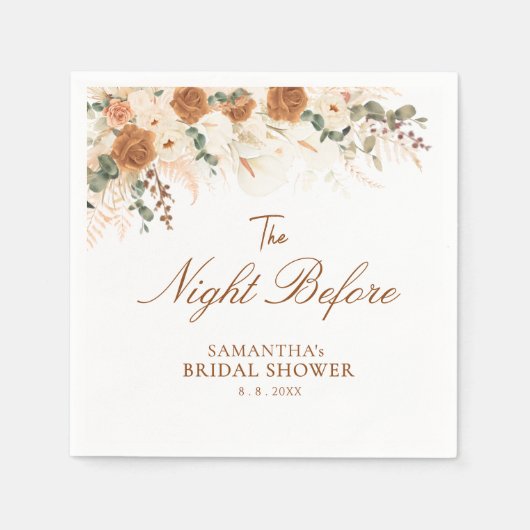 Boho Terracotta The Night Before Bridal Shower Servet (Voorkant)