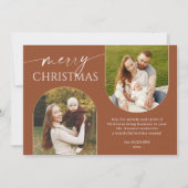 Boho Terracotta Tones Merry Christmas Script Foto Feestdagenkaart (Voorkant)