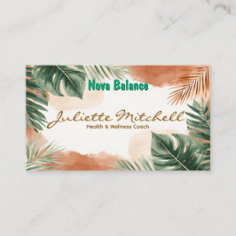 Boho Terracotta Tropical Health Business Card Visitekaartje