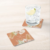 Boho Terracotta Tropische Floral en Palm bruiloft Kartonnen Onderzetters (Insitu)