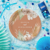 Boho Terracotta Tropische Floral en Palm bruiloft Papieren Bordje (Feest)