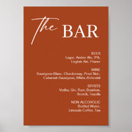Boho Terracotta Trouw Bar Bord Poster