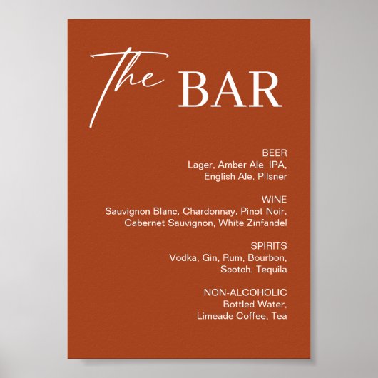 Boho Terracotta Trouw Bar Bord Poster (Voorkant)