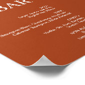 Boho Terracotta Trouw Bar Bord Poster (Hoek)