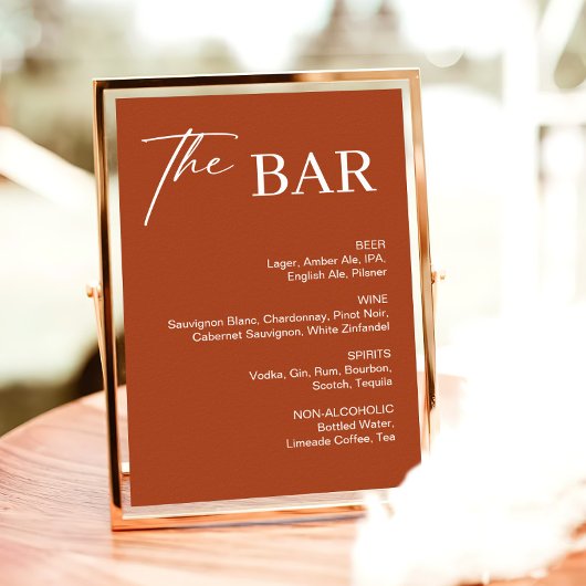 Boho Terracotta Trouw Bar Uithangbord Poster