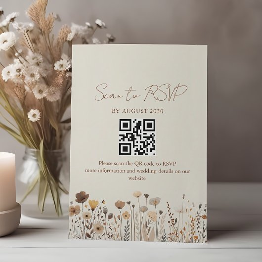Boho Terracotta Trouw QR Code RSVP Kaartje