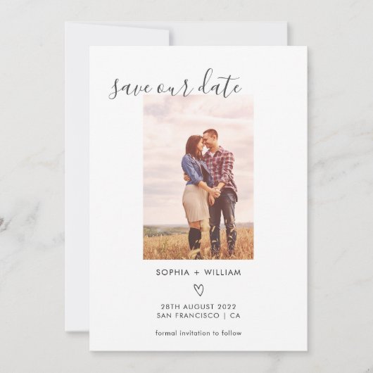 Boho terracotta trouwfoto bewaar de datum save the date (Voorkant)