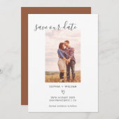 Boho terracotta trouwfoto bewaar de datum save the date (Voorkant / Achterkant)