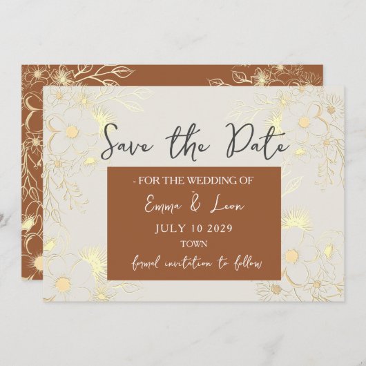 Boho Terracotta Trouwkaart Save The Date (Voorkant / Achterkant)