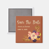 Boho Terracotta Trouwkaart Save The Date Magneet (Voorkant / Achterkant)