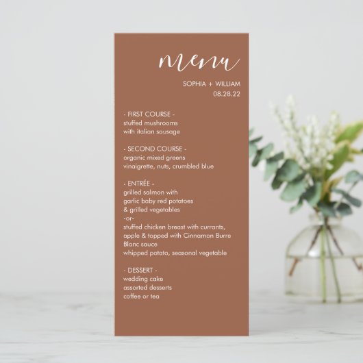 Boho Terracotta Trouwmenu Menu (Staand voorkant)