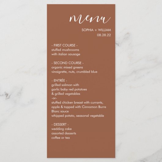 Boho Terracotta Trouwmenu Menu (Voorkant)