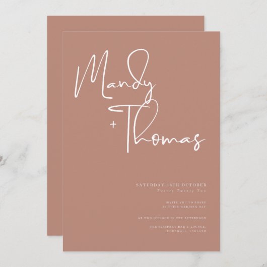 Boho terracotta trouwuitnodiging  kaart (Voorkant / Achterkant)