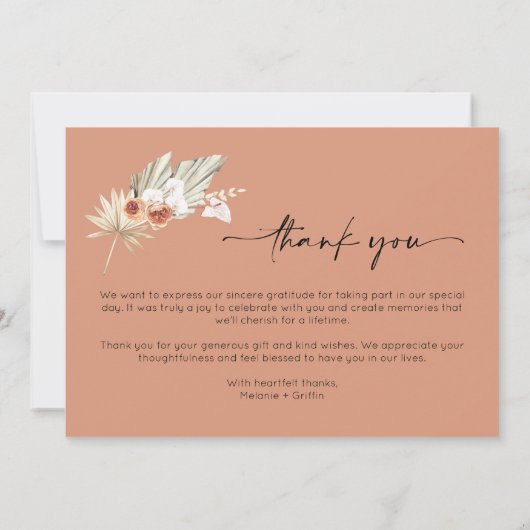 Boho terracotta twee foto bruiloft dank u bedankkaart (Achterkant)