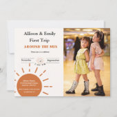 Boho terracotta tweeling eerste reis eerste verjaa kaart (Voorkant)