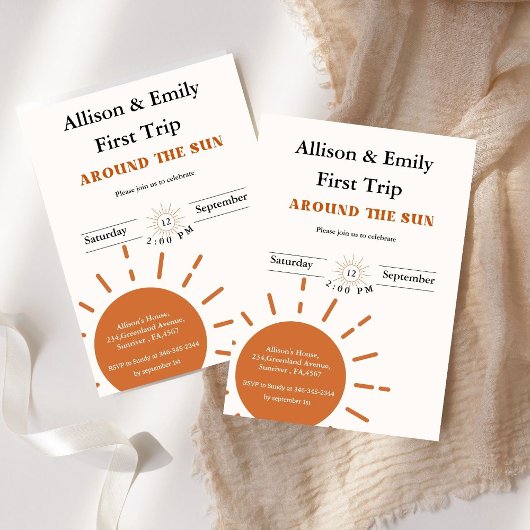 Boho terracotta Twins eerste reis eerste verjaarda Kaart