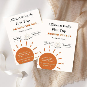 Boho terracotta Twins eerste reis eerste verjaarda Kaart