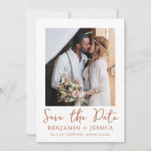 Boho Terracotta Two Photo Wedding Save the Date (Voorkant)