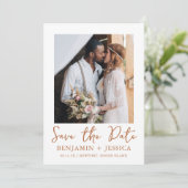 Boho Terracotta Two Photo Wedding Save the Date (Staand voorkant)