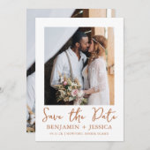 Boho Terracotta Two Photo Wedding Save the Date (Voorkant / Achterkant)