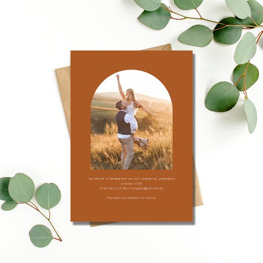 Boho Terracotta Two Photo Wedding Save the Date