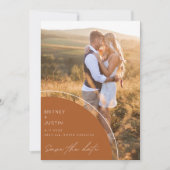 Boho Terracotta Two Photo Wedding Save the Date (Voorkant)