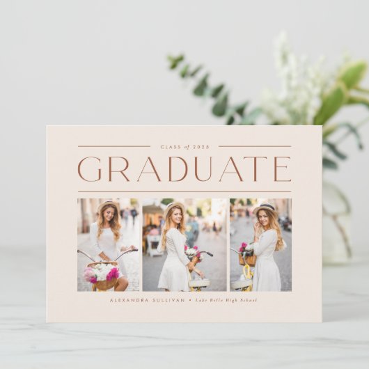 Boho Terracotta Typografie Foto Afstuderen Kaart (Staand voorkant)